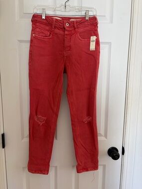 NWT pilcro Anthropologie high rise jeans slim red $128 27